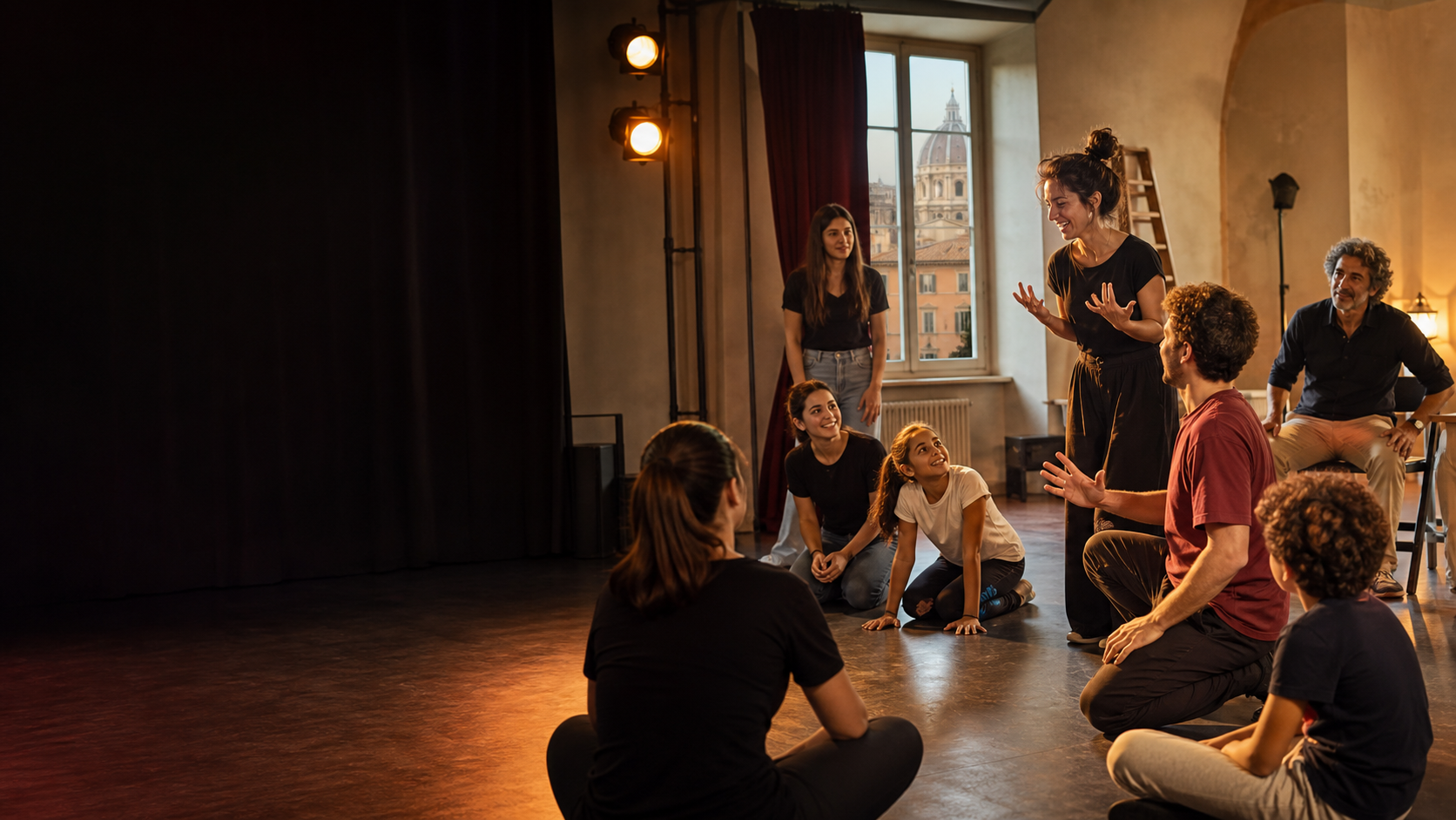Gruppo in una lezione di teatro accogliente a Monte Mario